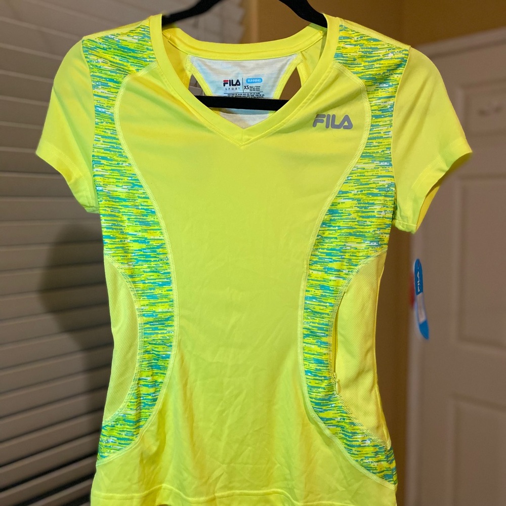 NWT Neon Yellow Fila Active Top Size X Small